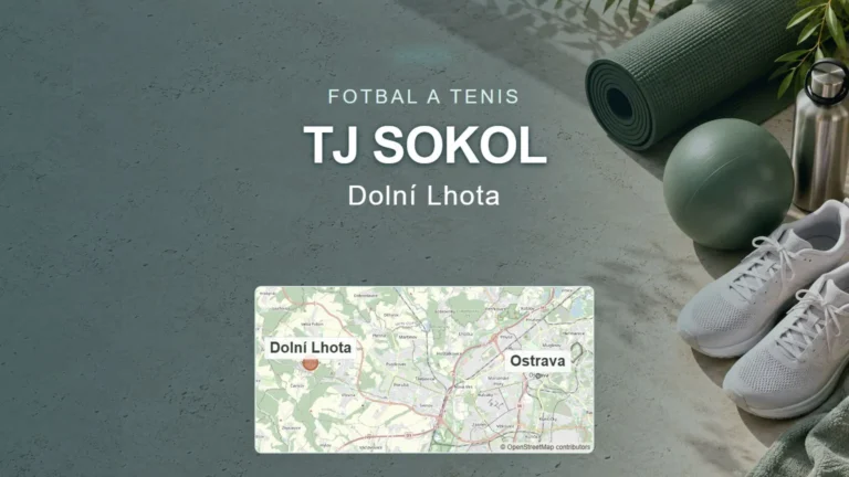 TJ Sokol, Dolní Lhota – fotbal a tenis, tematický náhled s orientační mapou obce u Ostravy