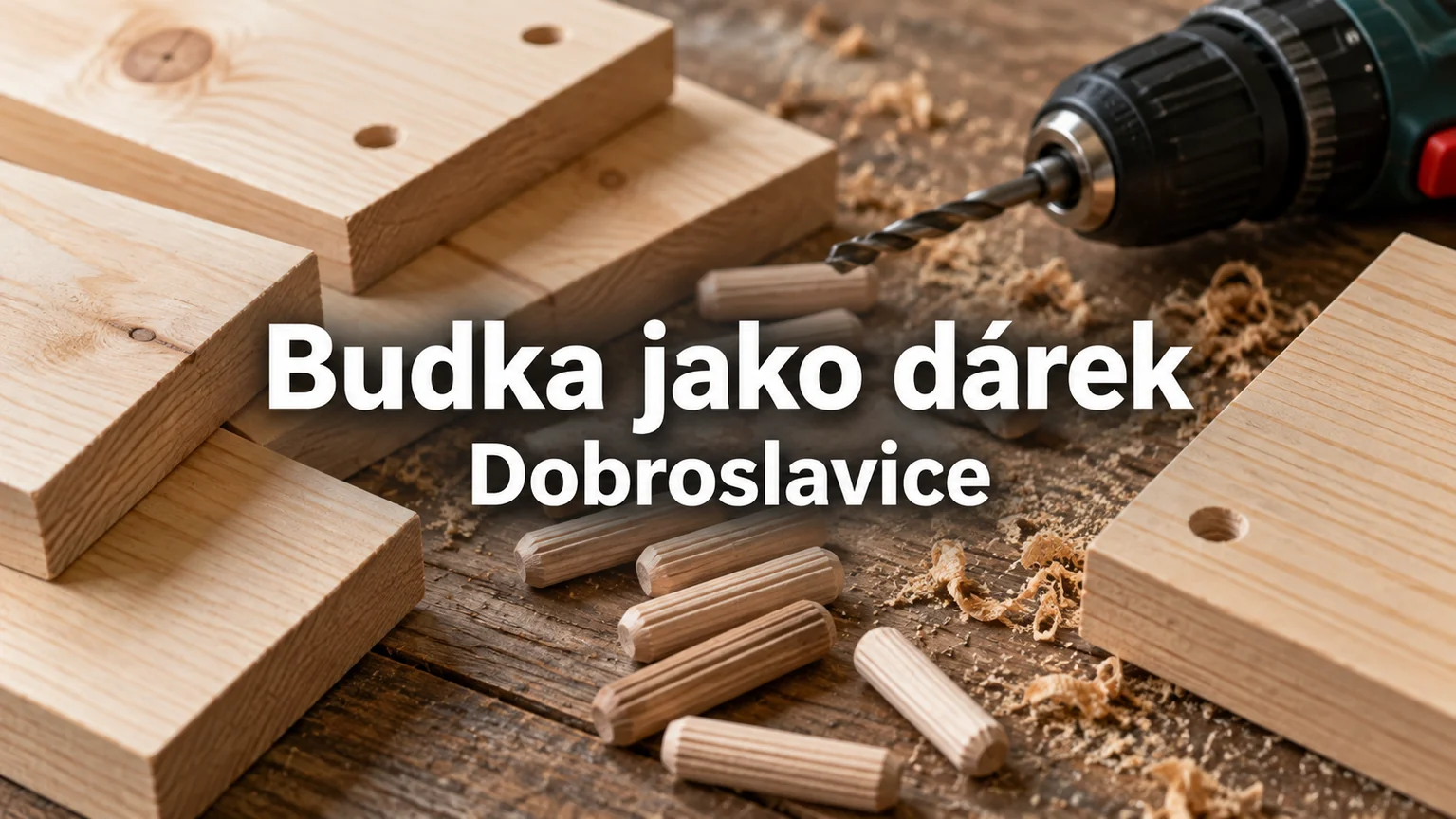Dřevěné díly, kolíky a ruční nářadí – Budka jako dárek, Dobroslavice
