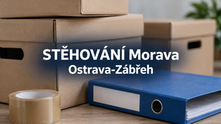 Archivní krabice, pořadač a balicí páska – STĚHOVÁNÍ Morava, Ostrava-Zábřeh