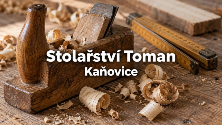 Hoblík, dřevěné hobliny a metr – Stolařství Toman, Kaňovice
