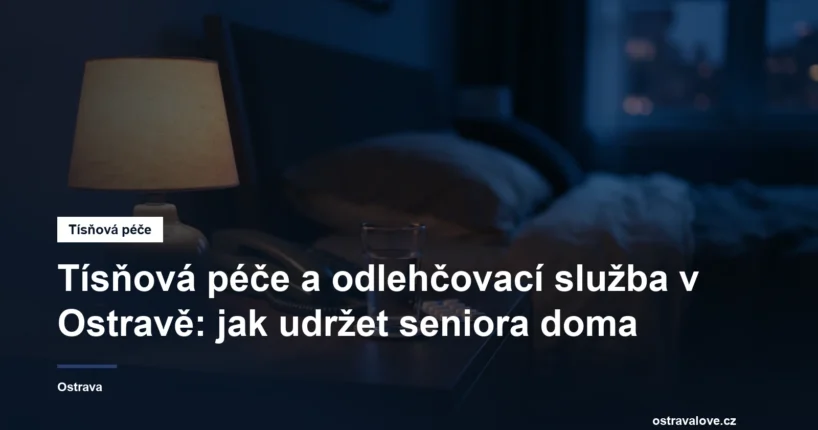 Noční stolek s lampičkou, telefonem a sklenicí vody