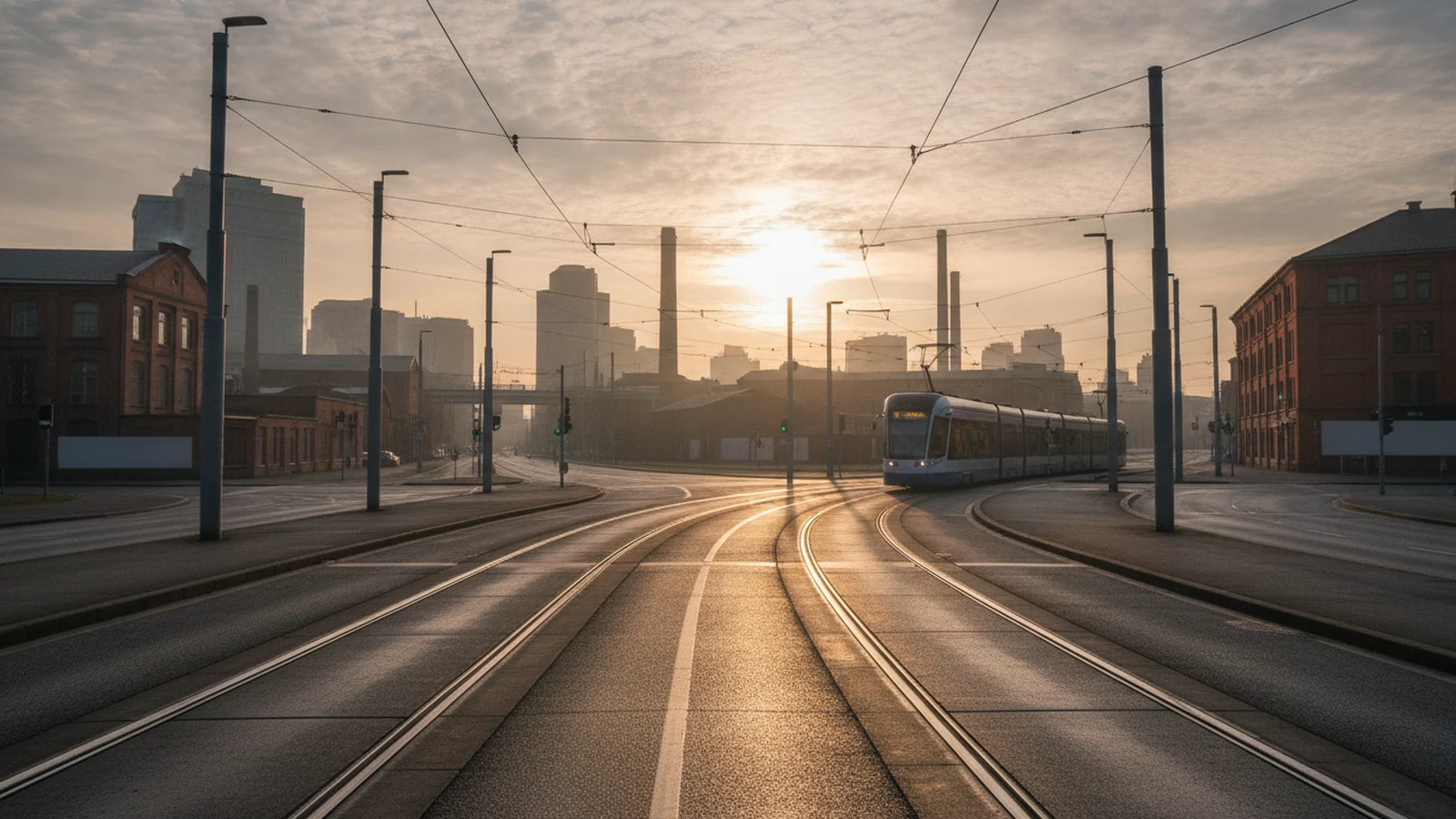 Tramvajové koleje a trolejové vedení ve městě