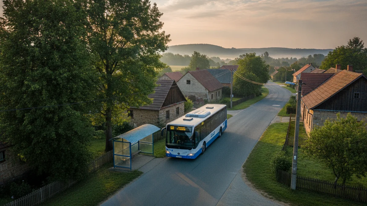 Regionální autobus na vesnické zastávce