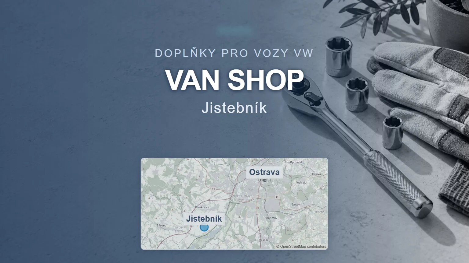 VAN SHOP, Jistebník – obecný tematický motiv a orientační mapa obce u Ostravy