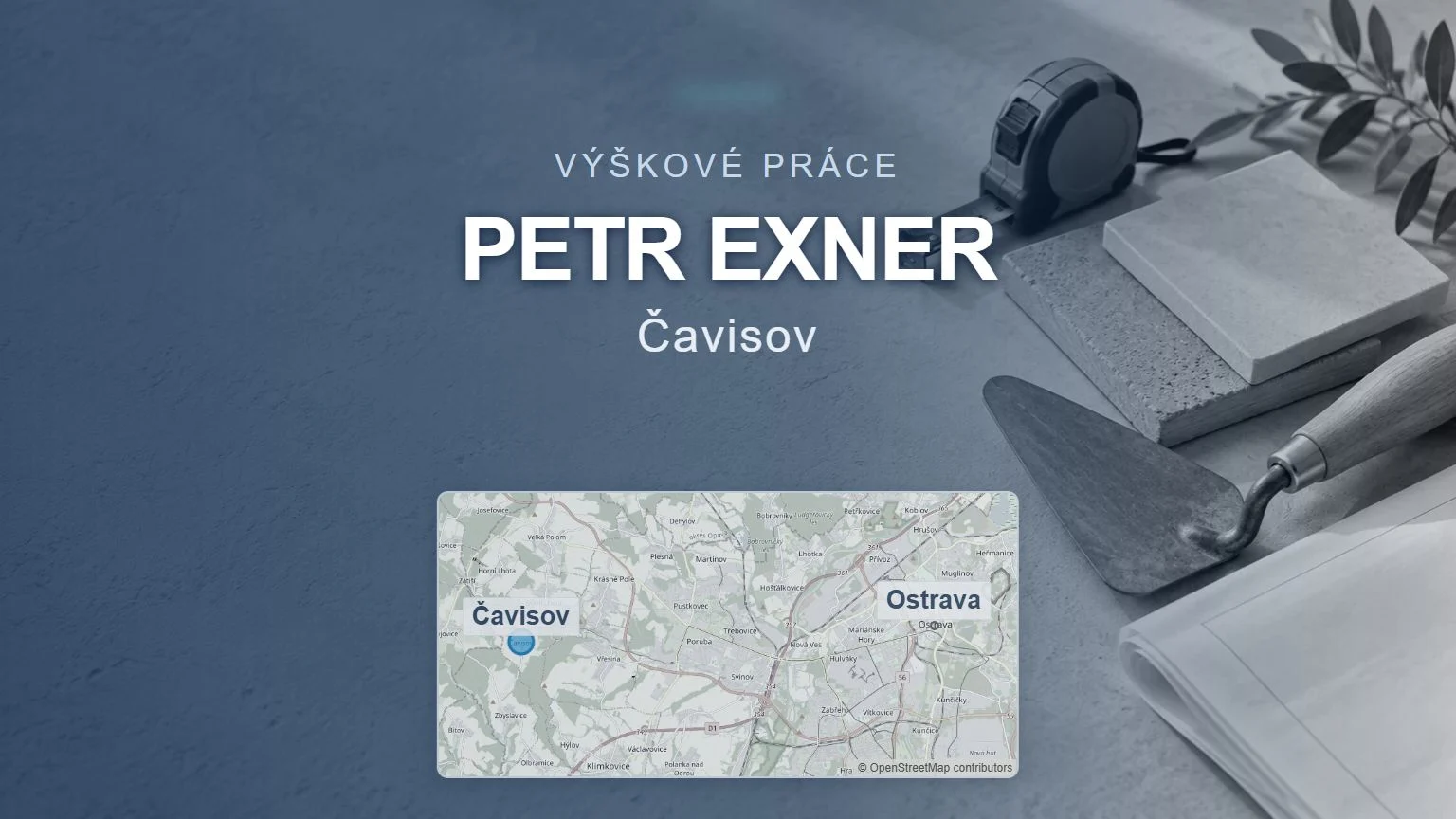 Petr Exner, Čavisov – obecný tematický motiv a orientační mapa obce u Ostravy