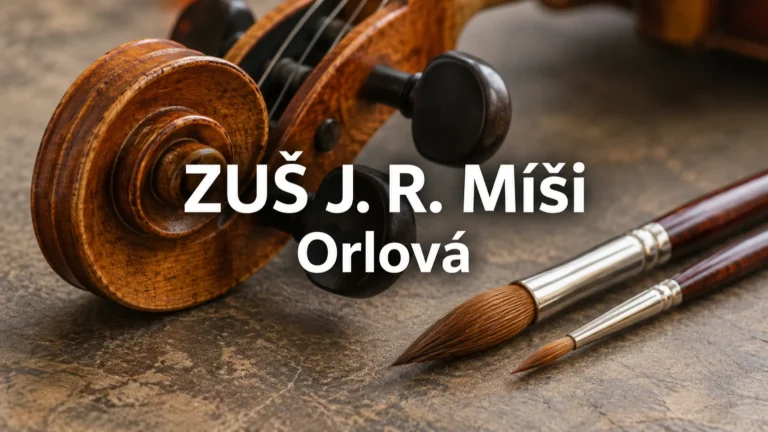 Detail houslí a výtvarné štětce – ZUŠ J. R. Míši, Orlová