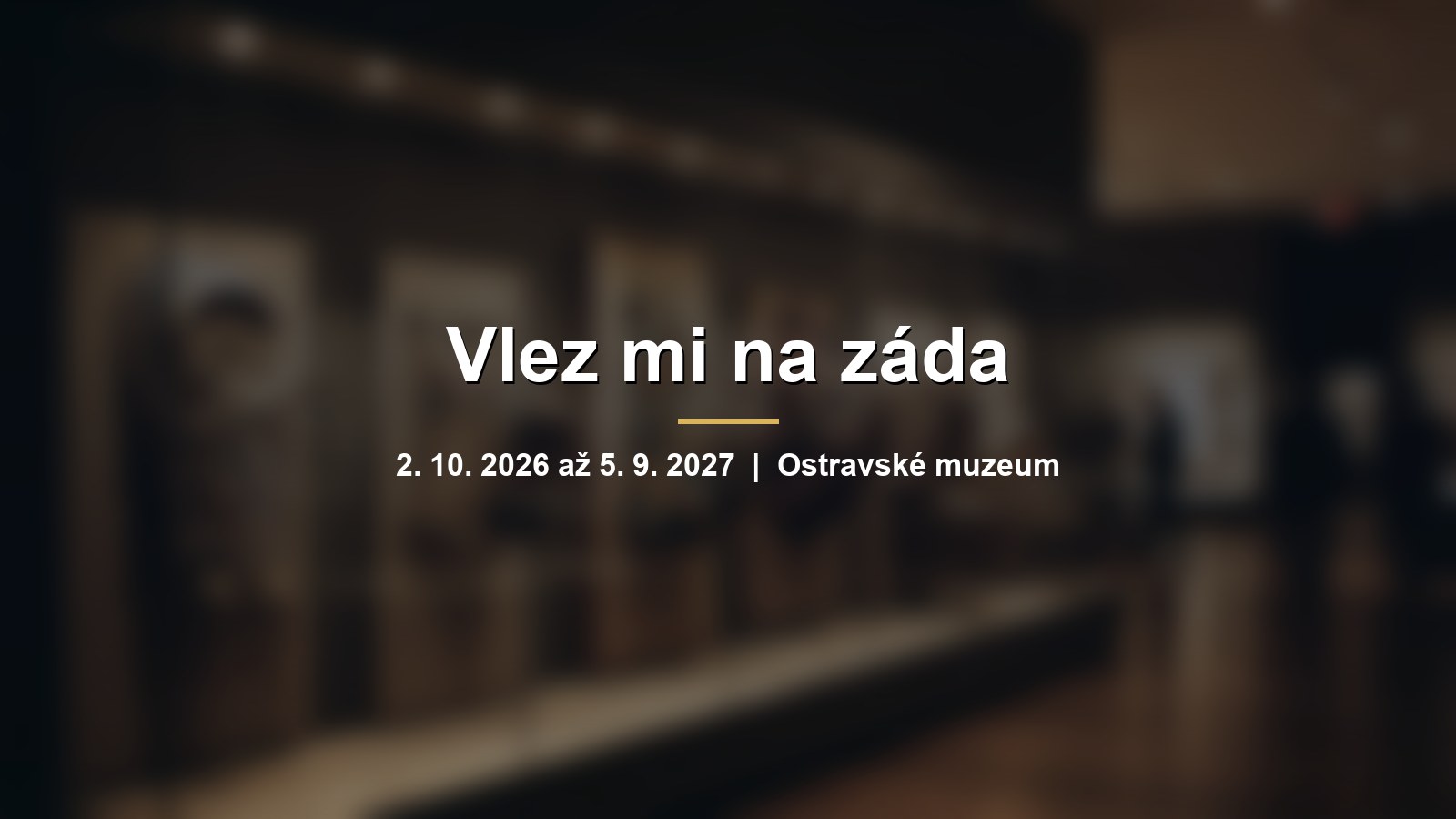 Rozmazaná muzejní výstava s nosítky na děti ve vitrínách s nápisem Vlez mi na záda